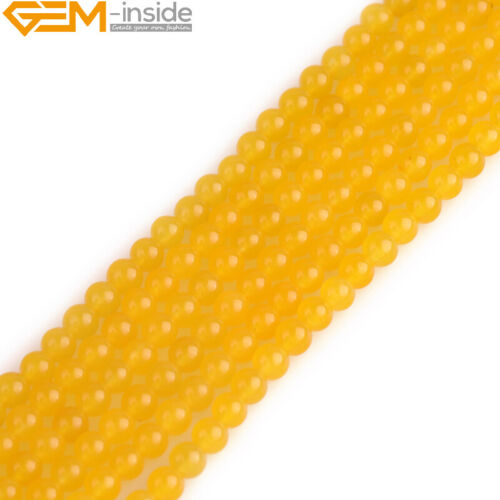 Yellow Jade Gemstone Round Loose Spacer Beads For Jewellery Making Strand 15" UK - Picture 19 of 45