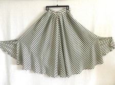 Wallis Exclusive Silk Skirt Maxi/Swing Striped Side Buttons Slit Sides Size S