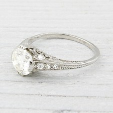 1.38CT White Round Cut CZ Art Deco Antique Style Engagement Sterling Silver Ring