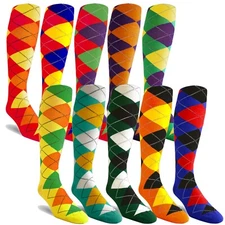 Golf Knickers Colorful Knee High Argyle Cotton Socks For Men 5A-5Z