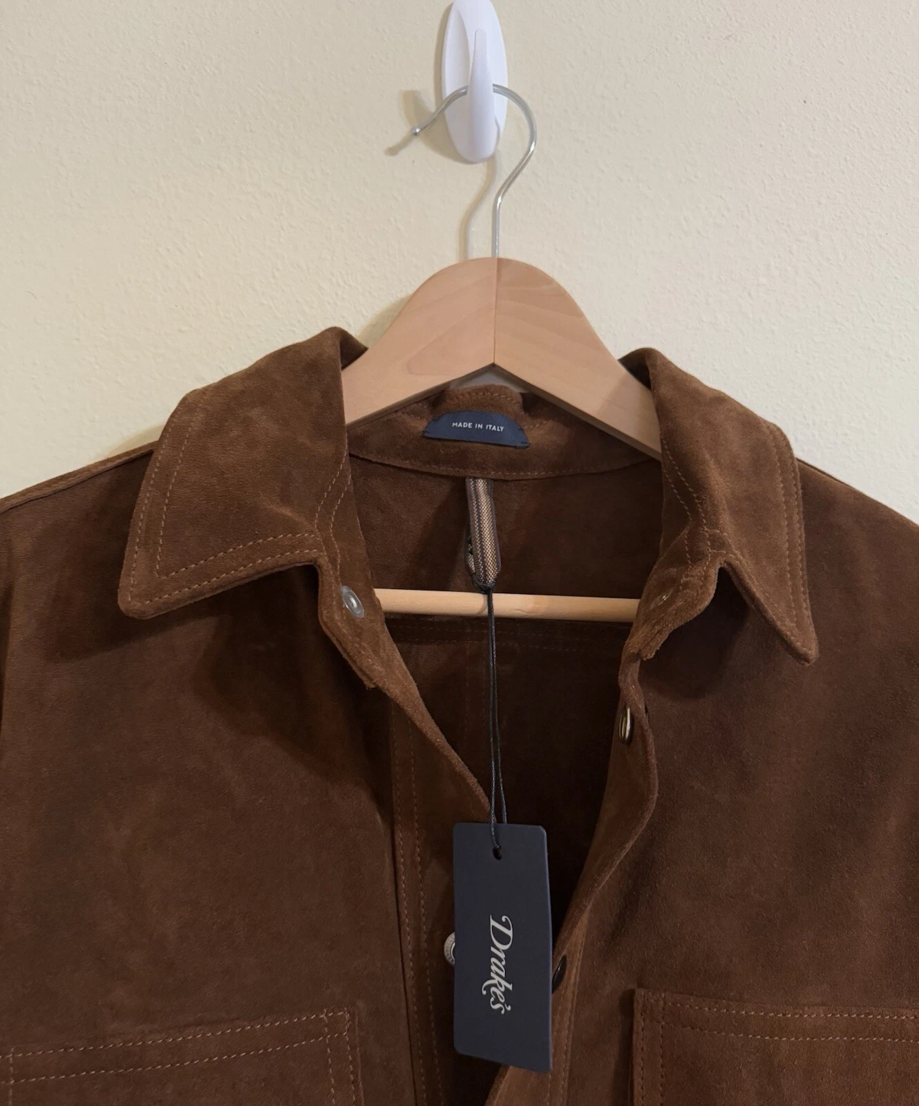 Drake’s London New Roughout Suede Overshirt Jacket Brown 38