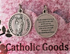 Saint St. Gabriel the Archangel  - Silver-Tone Round - Medal with Prayer.