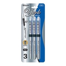 Bolígrafo Jumbo BAZIC York Color Negro con Agarre (Paquete de 3)