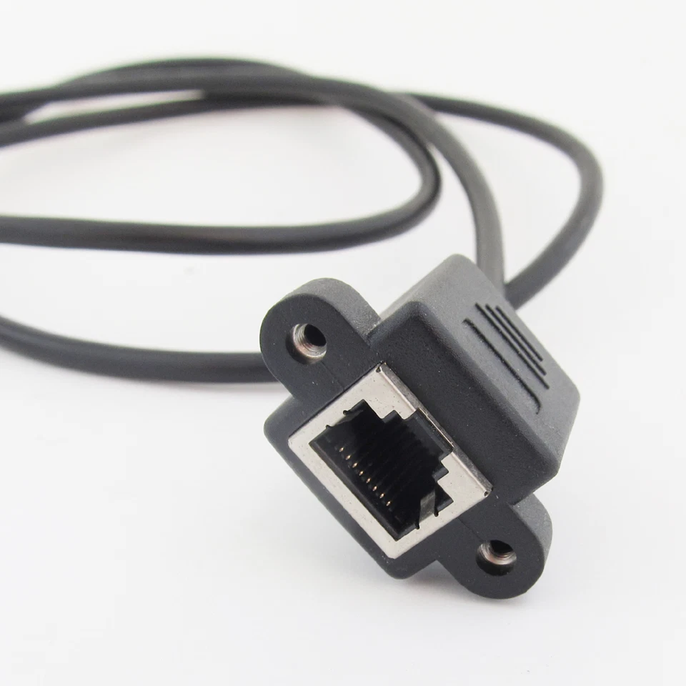 4x RJ45 Male to Female Screw Panel Mount Ethernet Cable LAN Network PO 30cm/1ft - Image 2 of 4