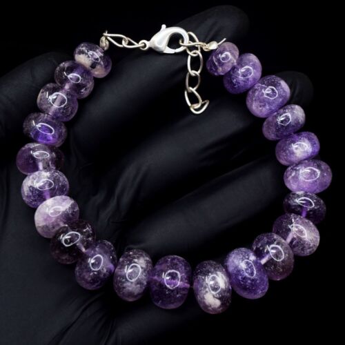 28.00 Cts Most Beautiful Round Shape Purple Amethyst Beaded Bracelet VK 02 E650