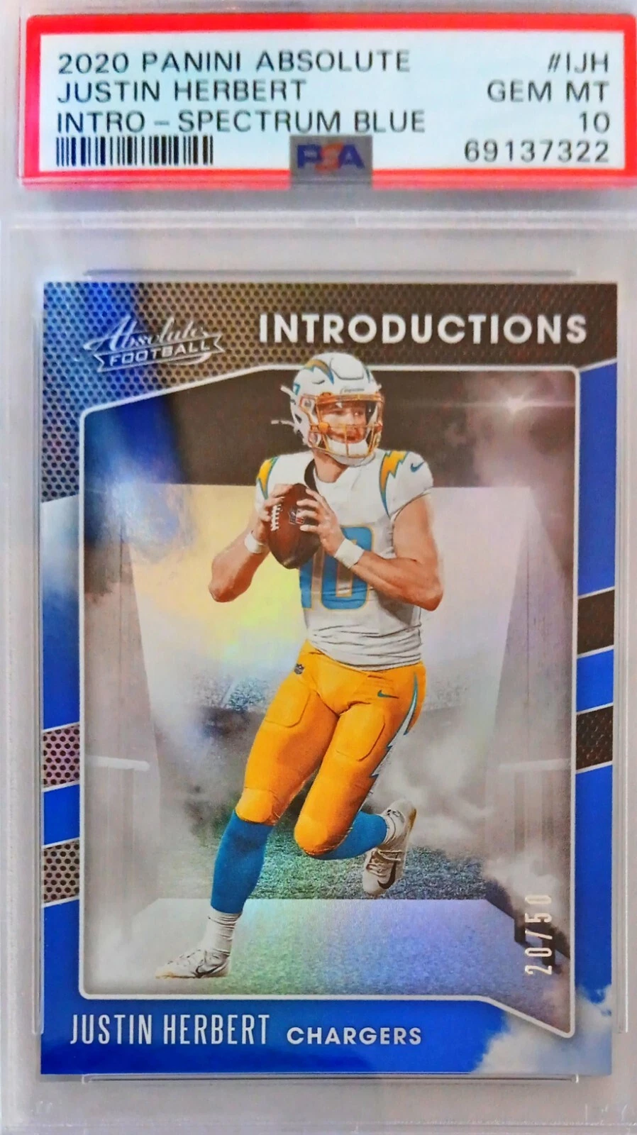Justin Herbert Panini Absolute Introductions #IJH Spectrum Blue