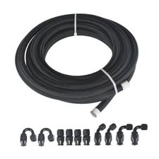 LABLT 6AN Nylon E85 PTFE Fuel Line 20FT 10 Fittings Hose Kit E85 Black
