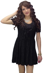 Black Short Lace Floral Mini Dress Sundress Evening Party