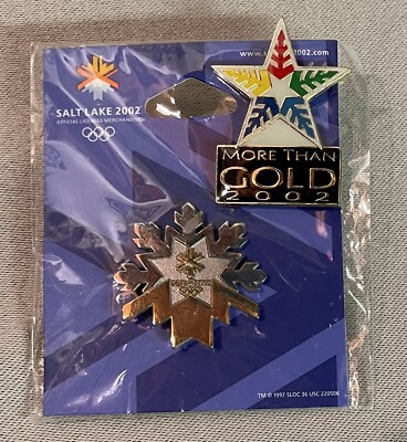 2002 SALT LAKE CITY UTAH OLYMPIC 2 AMINCO OFFICIAL AND MORE THAN GOLD PINS