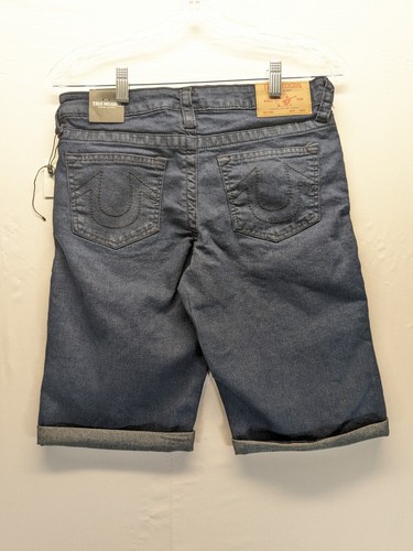True Religion Shorts Youth Sz 14 Geno Relaxed Slim Distressed Blue Denim Raw Hem - Picture 2 of 9