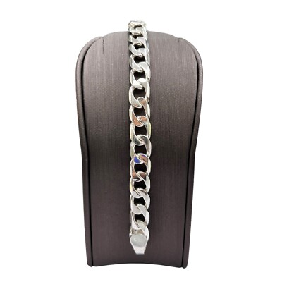 Silver 925 Curb Cuban Link Mens Bracelet 40.88 Grams 25.5cm 10mm Wide. Brand New