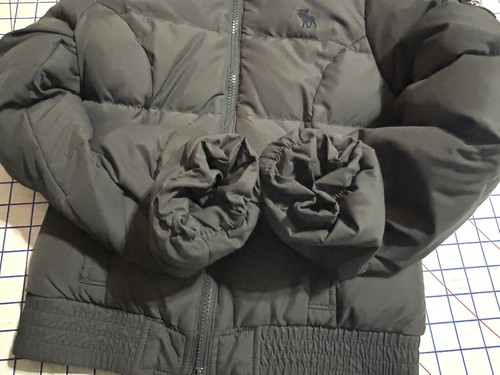 Abercrombie Kids Hooded Down Jacket Size Large Gray Puffer Coat Youth - Picture 5 of 5