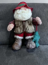 1995 Stuffins 13” Plush Santa The Fisherman with a fish  RARE