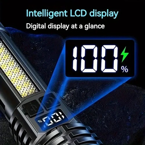 Heinast High Power LED Flashlight Powerful TYPE-C Rechargeable COB Flashlight Wi - Picture 8 of 24