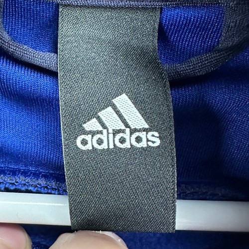 Adidas Boys Hoodie Jacket Medium Blue Athletic Full Zip Drawstring Logo Youth - Picture 4 of 10