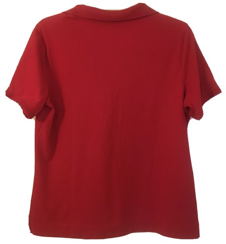 Polo Talbots para mujer talla grande manga corta rojo dorado 2 botones cuello en V elástico - Imagen 5 de 5