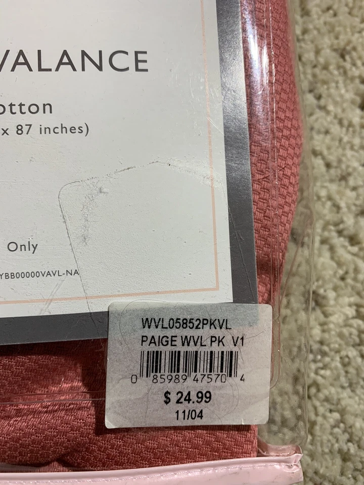 Window Valance Liz Claiborne Pink Curtain Cotton 16 Wide x 87 Long NEW - Image 3 of 3