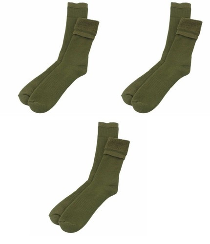 3-Pack Bellview Military Hiking Hunting Heavy Weight Wool Boot Socks OD Green - 第 1/2 張圖片