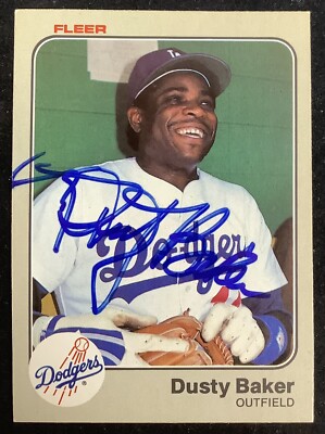1983, Dusty Baker, LA Dodgers, Signed, Autographed, Fleer Baseball Card, Card # 201, 1983, Dusty Baker, LA Dodgers, Signed, Autographed, Fleer Baseball Card, Card # 201,