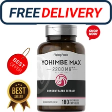 Yohimbe Extract for Men | 2200 mg | 180 Capsules | Non-GMO | By Piping Rock
