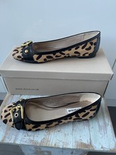 Dune Leopard Print Ballet Flats with Patent Trim. Size Uk 4 Eu 37 Boxed