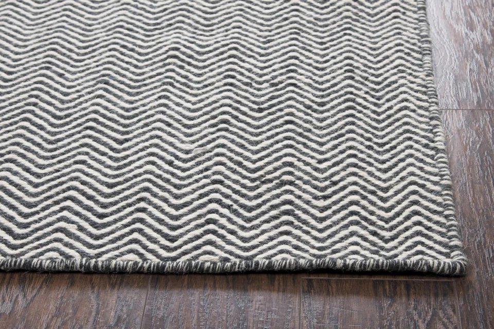 3x5 Rizzy Rugs Black Geometric Chevron Rows Door Mat TW2966 - Aprx 3' x 5' - Image 3 of 3