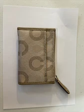 Coach Mini Coin Purse ID Holder Wallet Key Chain - Tan