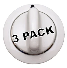 3 Pk, Dryer Knob, White, for General Electric, Hotpoint AP3995088, WE1M654