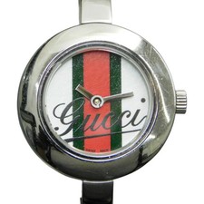GUCCI YA105 Ladies Watch Stainless Steel White Red Green Dial Quartz Used