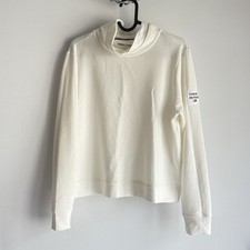 Tommy Hilfiger Sport Women s Cream Sweatshirt Mock Neck Pullover Logo Sleeve S