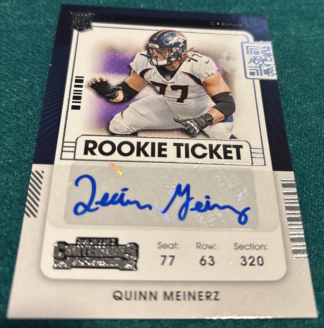 Quinn Meinerz Panini Contenders #193 Autograph