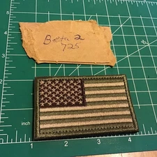 AMERICAN FLAG Hook & Loop Morale Patch. Green Silver