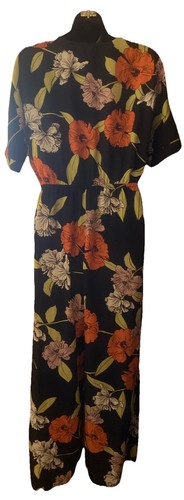 Urban Outfitters Jumpsuit mit weitem Bein Gr. S schwarz mehrfarbig Mohnblumenmuster - Bild 2 von 6