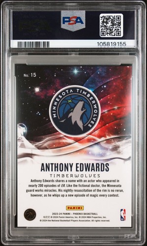 2023-24 Panini Phoenix - Genies #15 Anthony Edwards PSA - Imagen 2 de 2