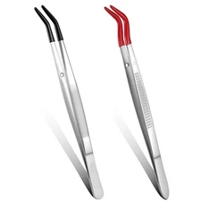 Stainless Steel Multipurpose Tweezers with Curved Tip for Crafts Jewerly Repair