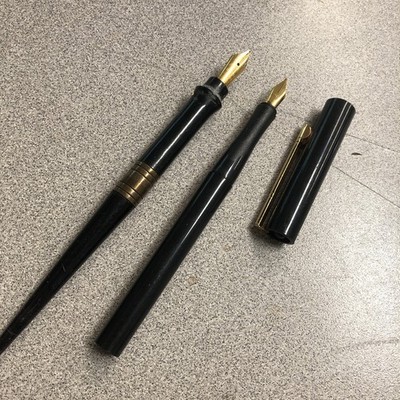 Lot 2 Calligraphy Fountain Dip Pens Morriset M Iridium Tip Manuscript England