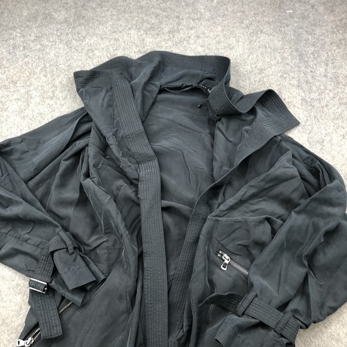 Zara Woman Coat Womens XS Black Long Trench Belted Lightweight Zip Sleeve Jacket - Picture 4 of 8