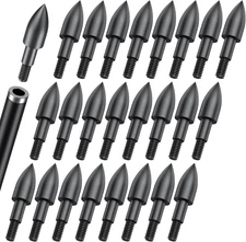 24 Pcs 100 Grain Field Tips, 5/16" Screw-In Bullet Points Archery Arrow Tips, St
