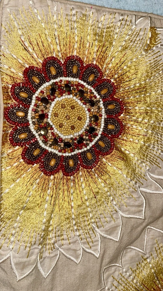 Pier 1 Sunflower Jacquard & Beaded Boudoir Pillow Cover - Image 2 of 4