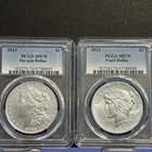 2023-P $1 MORGAN & PEACE DOLLAR PCGS MS70 2 Coins Silver Set-Blue Label