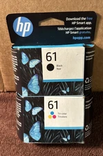 NEW Genuine HP 61 TRI-COLOR & Black Ink Cartridge 2 boxes Exp.Feb2025