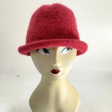 Felted Wool Hat Red Roll Brim Bowler Handmade