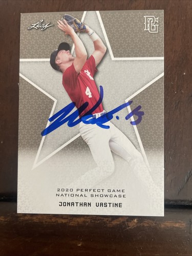 JONATHAN VASTINE 2020 LEAF PERFECT GAME NATIONAL SHOWCASE RC #151 AUTO SIGNED - Picture 3 of 5