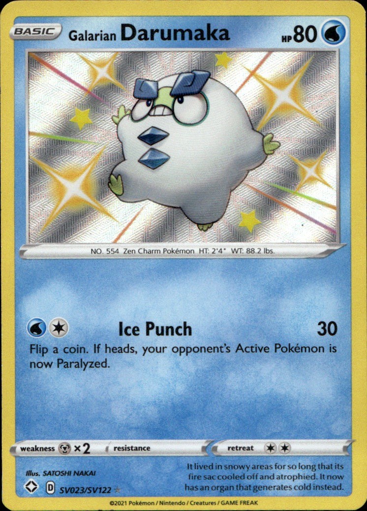 Galarian Darumaka Shiny Holo Rare Shining Fates: Shiny Vault SV023/SV122 NM