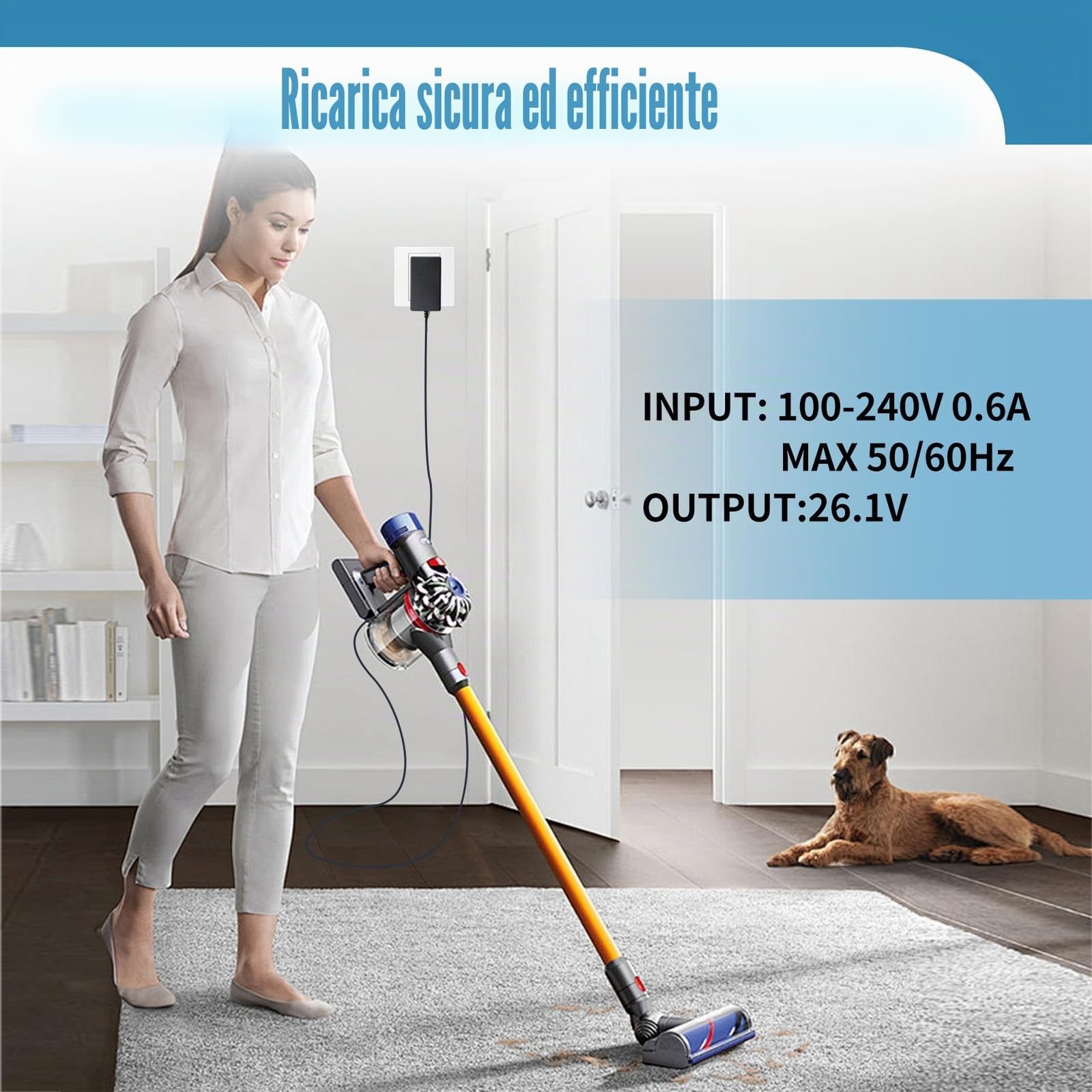 Caricatore 26,1V per Dyson V8 V7 V6, Alimentatore Ricambio Aspirapolvere con Cav foto 6