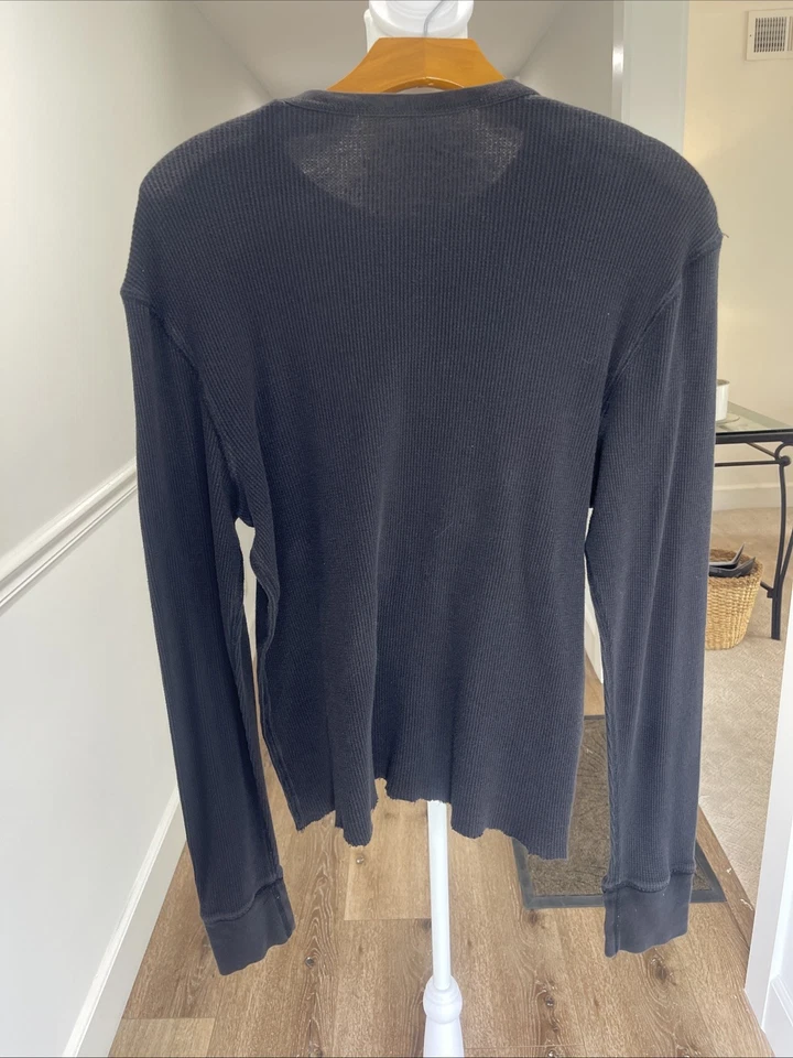 Camisa Térmica Tejida Gofre Estilo Affliction Y2K Hombres Talla M Grunge Trapo Americano DEFECTUOSA Foto 4 de 4