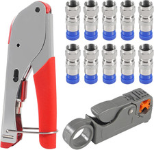 RG6 RG59 Coax Cable Compression Crimper Tool Kit,With 10 Pcs Coaxial Compression