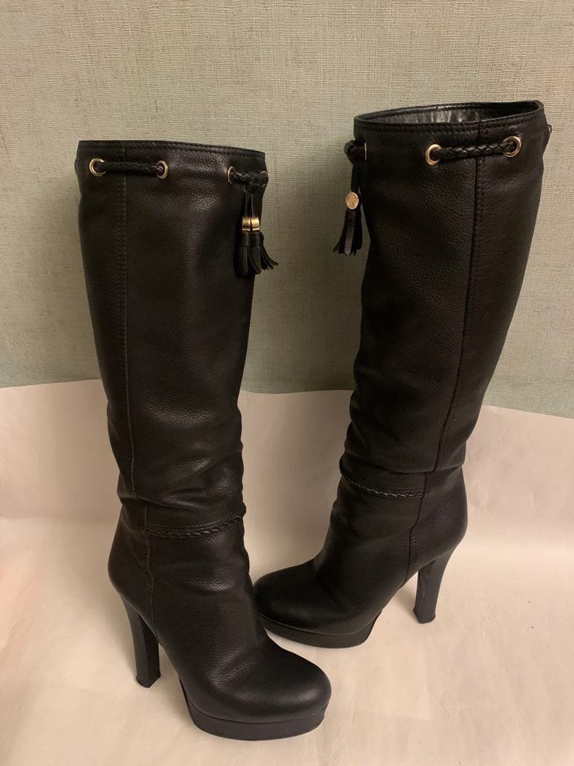 GUCCI Boots Heel Long Leather Black EU36/US6 116444c thumbnail 18