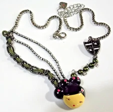 HARAJUKU LOVERS GREEN ROPE & BEADS CRYSTALS SHIELD CHAIN NECKLACE GWEN STEFANI