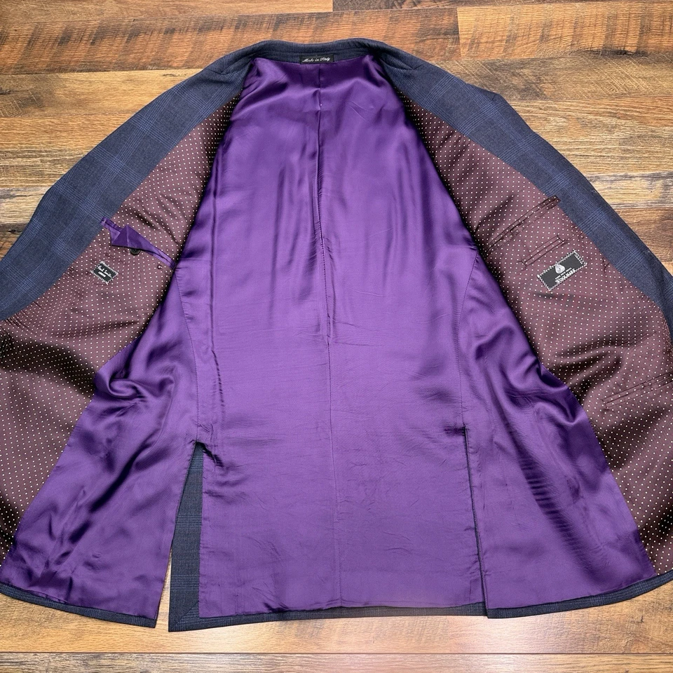 Traje Paul Smith 46R Pantalones de Lana a Cuadros Azul 37x28 Ventana Foto 3 de 4